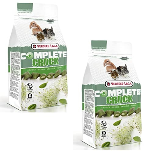 Versele-Laga Complete Crock Herbs | Erbe | Confezione doppia | 2 x 50 g | Snack per conigli e vari roditori | Delicatezza equilibrata e croccante con ripieno di erbe morbide