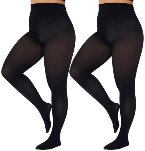 CozyWow Damen Strumpfhose Elastisch Semi-Blickdicht Strumpfhosen Plus Größen XL-4XL
