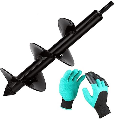 Aselected Punta per trapano giardino trapano trapano trapano Ø 100 mm + guanti, giardino coclea per trapani elettrici, strumento pratico per piantare alberi arbusti
