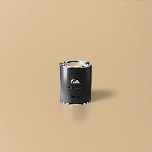 New Walls Premium Wandfarbe Beige, Hellbeige Liquid Luxury Dispersionsfarbe für Innenräume – 1 L