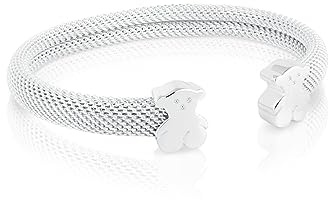 TOUS Esclava de plata con malla de 7x4 y motivos oso Mesh