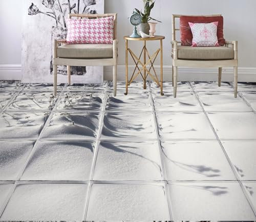 Selbstklebende Bodentapete 3D graue quadratische Bodentapeten-Wandbilder, 430 x 300 cm Selbstklebende Boden Wandtapete, Epoxidharz Bodenfliesen Aufkleber Badezimmer Küche