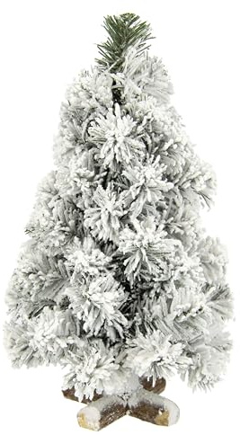 Künstlicher mini Tannenbaum geeist und beschneit auf Holzfuß Kunstschnee Kleiner Christbaum Tischdeko Dekoration Baum Kunsttanne Kleiner weißer Weihnachtsbaum Weihnachtsdeko Kunsttanne Tanne Advent