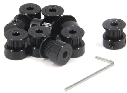 RELYA 10 teile/satz GT2 Pulley Rad 20 Zähne 5mm Bohrung Schwarz Aluminium Zahnriemen Umlenkrolle for 3D Drucker 6mm Breite Zahnriemen