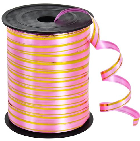 Ringelband, zweifarbig, Ballon-Ringelbänder, 219 m, Ballonschnur für DIY-Dekoration, Geschenkverpackung, Bänder und Schleifen für Weihnachten, Neujahr, Geburtstag, Abschlusszubehör (Rotgold)