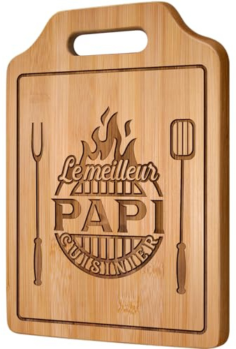 Giftasy Cadeau Fete des Grand Pere, Cadeau Papy - Planche Bambou Gravée | Cadeau Grand Pere, Cadeau Anniversaire Papy,Idee Cadeaux Papi Cuisine, Dimensions: 31,2×22×1cm