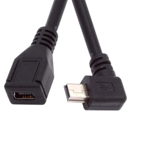 CY Kabel 90 Grad links gewinkelt Mini USB 5-poliger Stecker auf Buchse Verlängerungskabel 30 cm für GPS-Kamera, U2-049-LE-HX