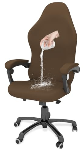 LIFEDX Funda para Silla de Juego y Oficina Impermeable Elástica, Funda Removible para Silla Giratoria Ergonómica con Reposabrazos - Light Brown