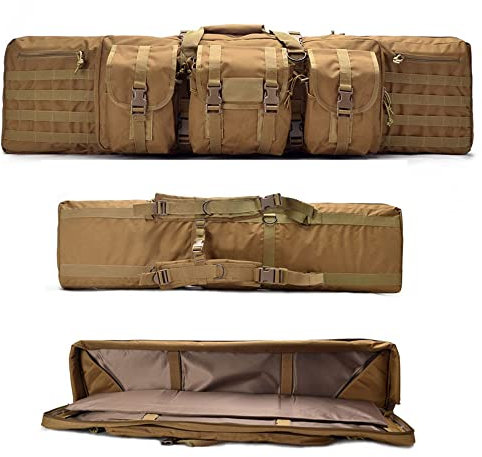 ANSNOW Doppelte Gewehrtasche, Weicher Schrotflintenkoffer, Taktischer Gewehrrucksack,Entasche, Airsoft-Koffer, Taktische Taschen Für Waffen, Gewehrtaschen Für Gewehre Mit Zielfernrohr/Braun/140 cm