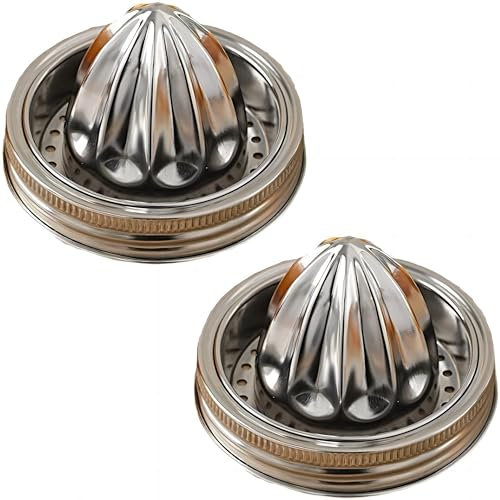 ZZYWWP 2Pcs Stainless Steel mason jar juicer lid, Manual Juicer Mason Jar Top, Suitable for 86mm/3.38 inch lemon juicer