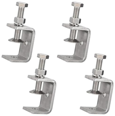 Cobenga 4 Pcs Stainless Steel Small C Clamp Set, 25-42 mm Heavy Duty Metal C-clamp, Woodworking U Clamp Set Tiger Clamp Tools with Stable Wide Jaw Opening & Protective Pads for Welding/Carpenter