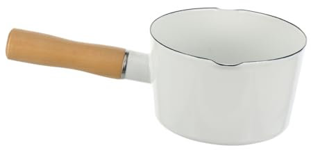 Garneck Milch Topf Kochtopf Aus Emaille Für Küche Mit Holzgriff Für Milch Suppe Nudeln Und Babynahrungstopf Geeignet Für Dauerhaften Gebrauch