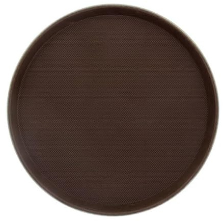 Monouso | 1 Bandeja Redonda Antideslizante Ø40cm I Bandeja Ideal para Bares, Restaurantes, Camareros, con Borde, Plástico, Marrón, Gastronomía
