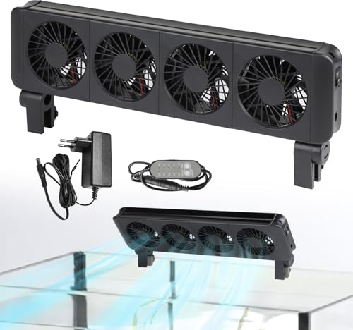 efuturetime Aquarium Lüfter 12W Kühler mit Timer für 70cm Aquarium | 5 Regelbare Geschwindigkeiten, Geräuscharm, 4 Lüfter