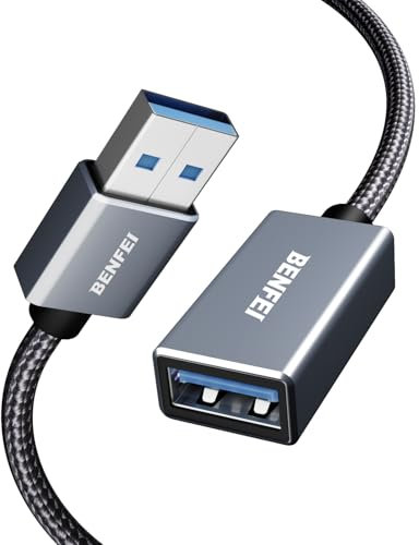 BENFEI Cable Alargador USB 3.0 [3M], Nylon trenzado Cable Extension USB Compatible con Webcam, Cámara, Teléfono, Hub USB, Ratón, Teclado, Impresora, Disco Duro, Auriculares