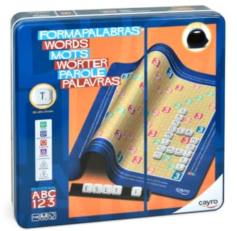 Cayro - Forma Palabras Metal Box - Juego Educativo de Letras para Niños - Refuerza el Vocabulario - Consigue la Máxima Puntuación - 2 a 4 Jugadores