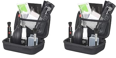 Juego de 2 juegos de limpieza para cámaras réflex digitales + bolsa de viaje + hisopos + cepillo