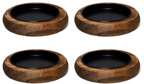 4pcs Wood Pillar Candle Holder - Round Wooden Holders Plate Tray Coasters Farmhouse Decor for Coffee Table Set of 4