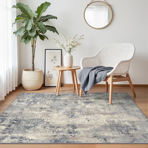 BEIMO Tappeto Salotto Pelo Corto, Moderno Tappeto Camera Da Letto, Tappeti Antiscivolo Lavabile, Grande Tappeti Astratto per Cameretta, Soggiorno, Sala, Scendiletto, Ciano, 160x230cm
