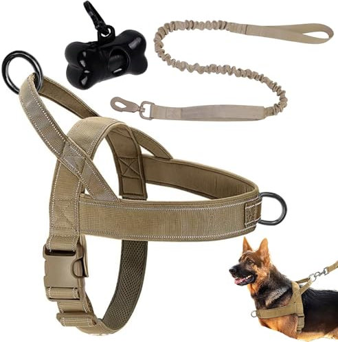 Hundegeschirr Grosse Hunde - Hundegeschirr mit Verstellbare Geschirr Hund, Weich gepolsterter Brustgeschirr, Anti-Zug Geschirr Reflektierende HundegeschirR für Spaziergänge Running Walken Training(L)