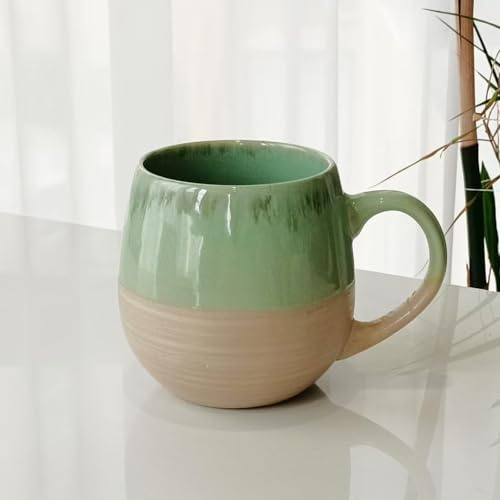 Xfeyaqlo Tasse Ceramique 650ml Magnifique Vintage Tasse a Double Couche de Couleurs Différentes (Vert)