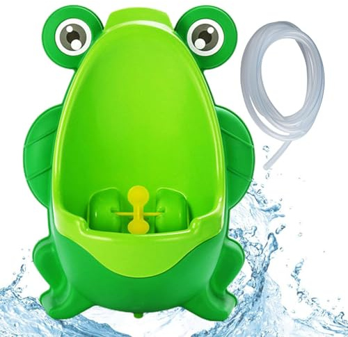 Urinoir mural amusant pour enfant - Design grenouille en plastique avec - Avec tuyau de vidange - Pot de toilette debout pour l'entraînement précoce à la maison ou à la maternelle
