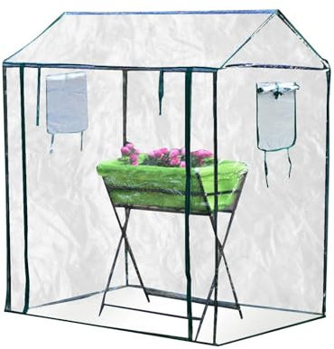 Serra da Giardino Serra da giardino in PVC 86x126X150 cm con ripiani Capannone isolante for piante domestiche Tenda invernale da giardino Copertura calda (incluso supporto in ferro) Serra per Orto