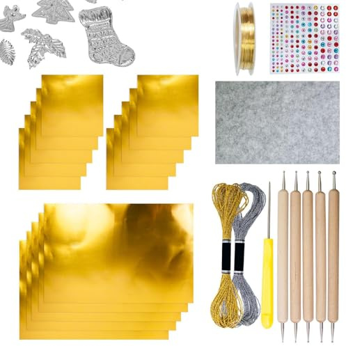 Bastelfolie | Aluminium-Metall-Bastelfolien-Rolle – Gold Silber glänzend schimmernd Zubehör zum Malen, Prägen, Gravieren, Basteln, Erwachsene und Kinder
