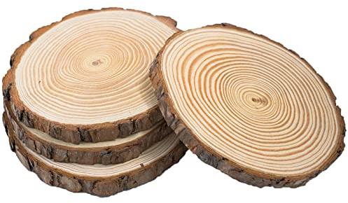 4 dischi di legno da 17 a 18 cm, cerchi in legno non forati senza foro, disco di legno, sottobicchieri in legno, per fai da te, artigianato, matrimoni, centrotavola di Natale