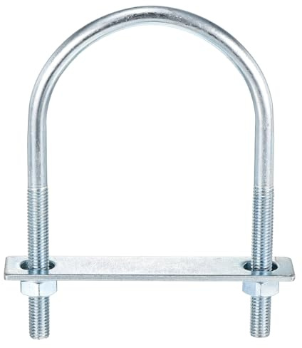 METALLIXITY Juego De Pernos U (3/8(M10) x3.54x5.9) Para Construcción | 1 Unidad, Kit De Pernos U Redondos De Acero Al Carbono Con Accesorios, Tuberías Remolques Automoción