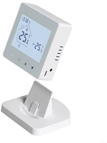 Sandyseptember Thermostat RF sans fil pour chaudière à gaz et chauffage au sol, contrôle intelligent de la température, compatible avec commande vocale, modes programmables 5+2/6+1/7 avec application