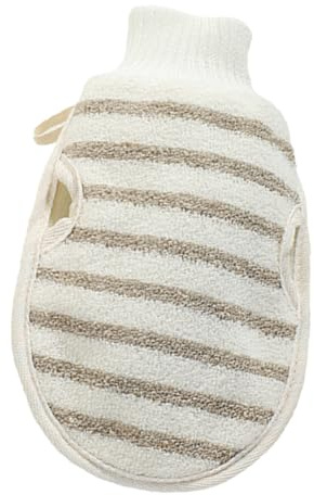 BEBEMOKO Double-sided Flax Body Scrubbing Glove Exfoliating Bath Mitt for Shower and Massage with Hanging Design for Easy Back Cleaning and Quick Drying