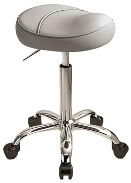 Sadelpall med hjul, vridbar justerbar rullpall, lämplig for massage, skönhetssalonger, spa och kontor(Gray)