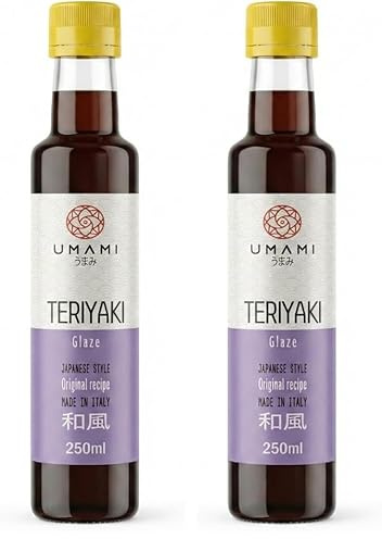 Umami Salsa Teriyaki 250ml - Glaseado Japonés Denso para Pollo, Salmón y Carne - Sin Conservantes ni Colorantes - Sabor Auténtico - Made in Italy (Paquete de 2)