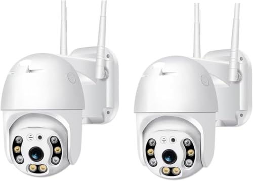 GRAZIANISTORE 2 PEZZI Telecamera PTZ WiFi Esterno ICSEE - Camera Wireless Smart con Speed Zoom per Sicurezza Esterna, Visione Notturna, Rilevamento Movimento …