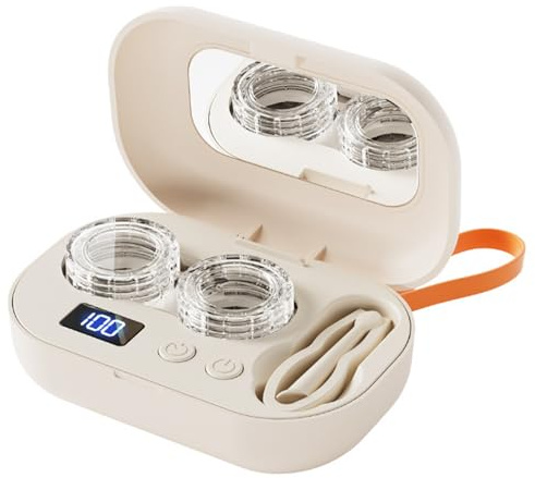 Limpiador de lentes de contacto, limpiador de contactos portátil con limpieza de pantalla inteligente para uso diario y de viaje Máquina recargable con kit de almacenamiento