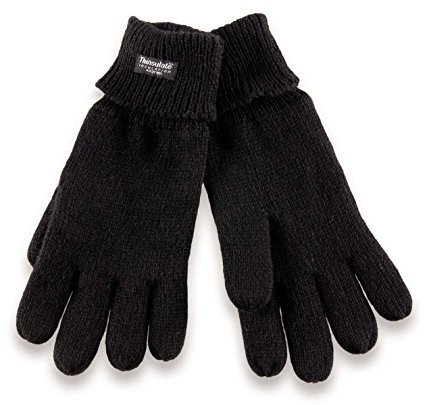capsforfriends H-COM-1 gestrickte Thinsulate Handschuhe mit Fleecefutter - Fingerhandschuhe für Damen und Herren S M schwarz