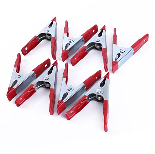 AKORD Strong Metal Spring Clamps/Stall Clips Holder for Large Tarpaulin, Silver/Red, 8 x 4-Inch, Set of 8 Piece(8 x 4-Inch)