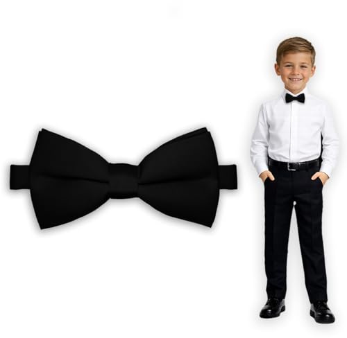 Soul-Cats Kinder Fliege vorgebunden verstellbar Hochzeit Kommunion Jugendweihe, Farbe: Schwarz