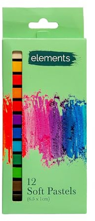 Elements Soft Pastel Chalk Set – Pack of 12 Large Colour Pastels for Drawing, Portrait Sketching, Painting, and Art – Professional Artist Pastels, Set of Coloured Pencils for Adults (6.5 x 1 cm)