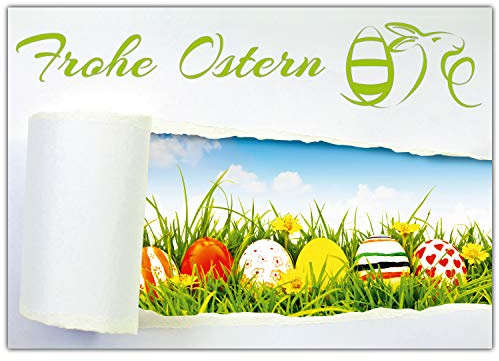 BREITENWERK A4 XXL Osterkarte OSTEREIER IM GRÜNEN mit Umschlag - edle Klappkarte für liebe Freunde Verwandte Kollegen - Frohe Ostern Karte