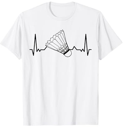 Badminton Sport Cardiogram Raquette de Badminton T-Shirt
