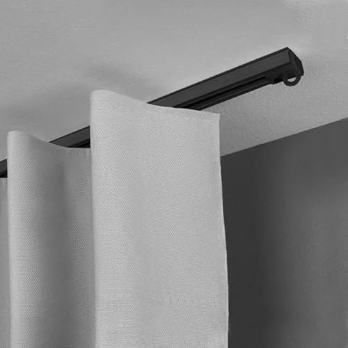 SN DECO - Objektschiene SL Set 1-läufig schwarz, erhältlich in verschiedenen Längen und Farben, Innenlauf, Vorhangschiene (200 cm)