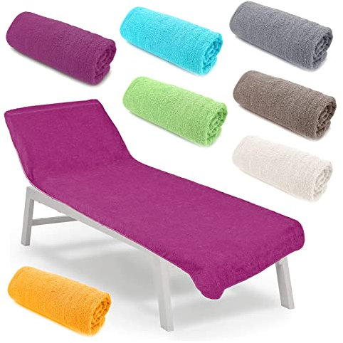 heimtexland ® Funda para tumbona de rizo tipo 772, para playa, piscina, sauna, toalla higiénica de rizo, color baya