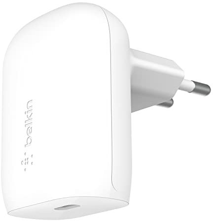Belkin Caricabatteria da parete USB-C con PPS (30W), certificato USB-IF, ricarica rapida PD 3.0, caricatore USB C per iPhone 16, 15, 14, Galaxy S24, S23, Plus, iPad, Tab S7, AirPods e MacBook Air