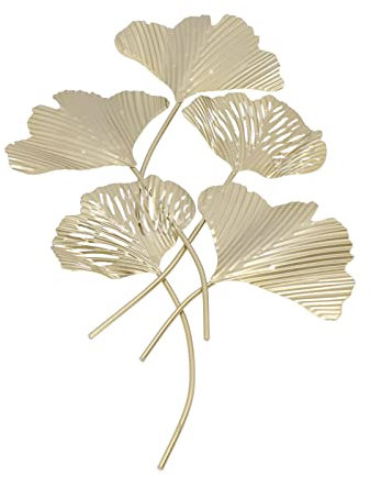 BORDSTRACT Sculture da Parete in Ferro, Foglie di Ginkgo 3D Decorazione da Parete in Metallo Scultura da Parete Simulata in Ferro per Ufficio Soggiorno