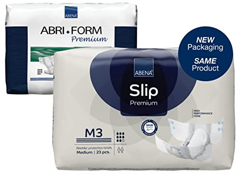 ABENA Slip Premium All-in-One Inkontinenzeinlagen für Damen und Herren, Eco-Labeled Damen-Inkontinenzeinlagen, Größe M 3, Taille 70–110 cm, Saugfähigkeit 3100 ml, 4 x 23 Stück, Weiß