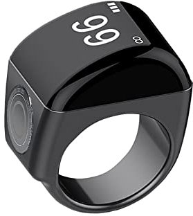 Sparklenut Wiederaufladbarer Tasbih Tally Clicker, Smart OLED Display Tasbih Ring, Islamischer Ring Counter Gebetserinnerung, Digitale Elektronische Tasbeeh Zähler (18mm /Schwarz)