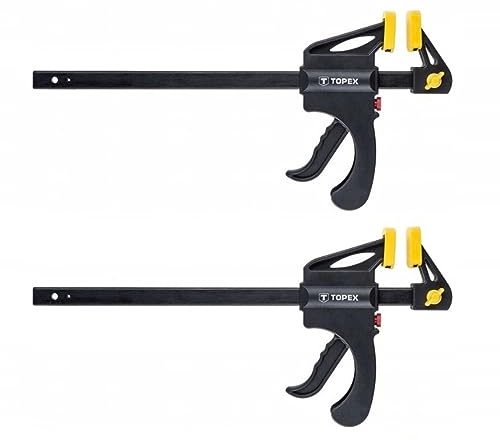 TOPEX Set di 2 morsetti con una sola mano, 200 x 60 mm, larghezza di serraggio 200 mm, profondità di serraggio 60 mm, morsetti a vite, morsetto con una sola mano, tenditore in legno, morsetti di