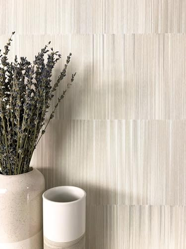 Newroom Tapete Beige Vliestapete Muster - Mustertapete Modern Creme Weiß Linien Verlauf Retro Geometrisch Streifen inkl. Tapezier-Ratgeber
